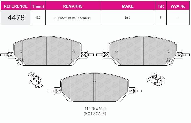 Disk Fren Balatası - Oem No: 1432905100 - Byd - Ön | Beşer No: 4478