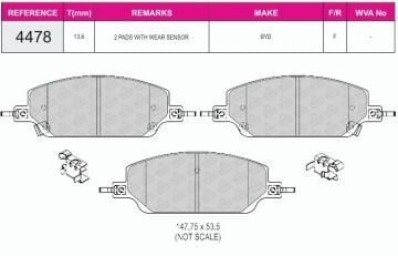 Disk Fren Balatası - Oem No: 1432905100 - Byd - Ön | Beşer No: 4478