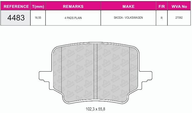 Disk Fren Balatası - Wva No: 27092 - Cupra – Skoda – Volkswagen - Arka | Beşer No: 4483