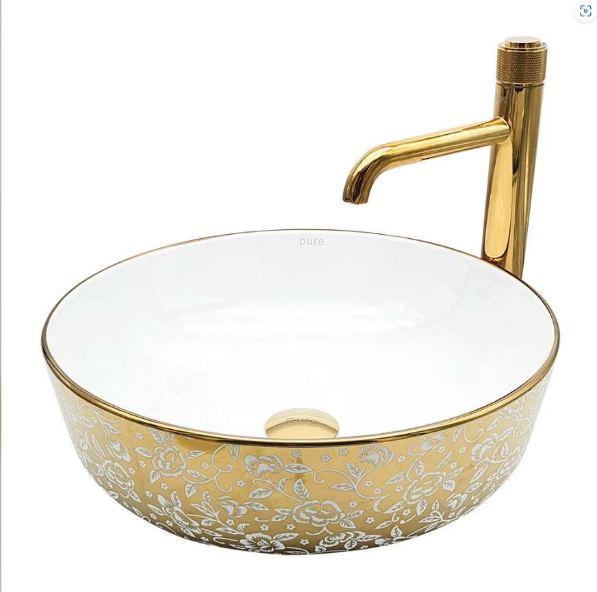 ÇANAK LAVABO - FLOWER ALTIN BEYAZ