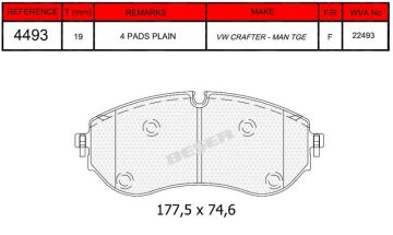 Disk Fren Balatası - Wva No: 22493 - Man – Volkswagen - Ön | Beşer No: 4493