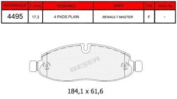 Disk Fren Balatası - Oem No: 410A18593R - Renault - Ön | Beşer No: 4495