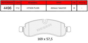 Disk Fren Balatası - Oem No: 440606150R - Renault - Arka | Beşer No: 4496