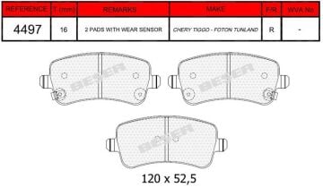 Disk Fren Balatası - Oem No: 128425025 - Chery – Foton - Arka | Beşer No: 4497