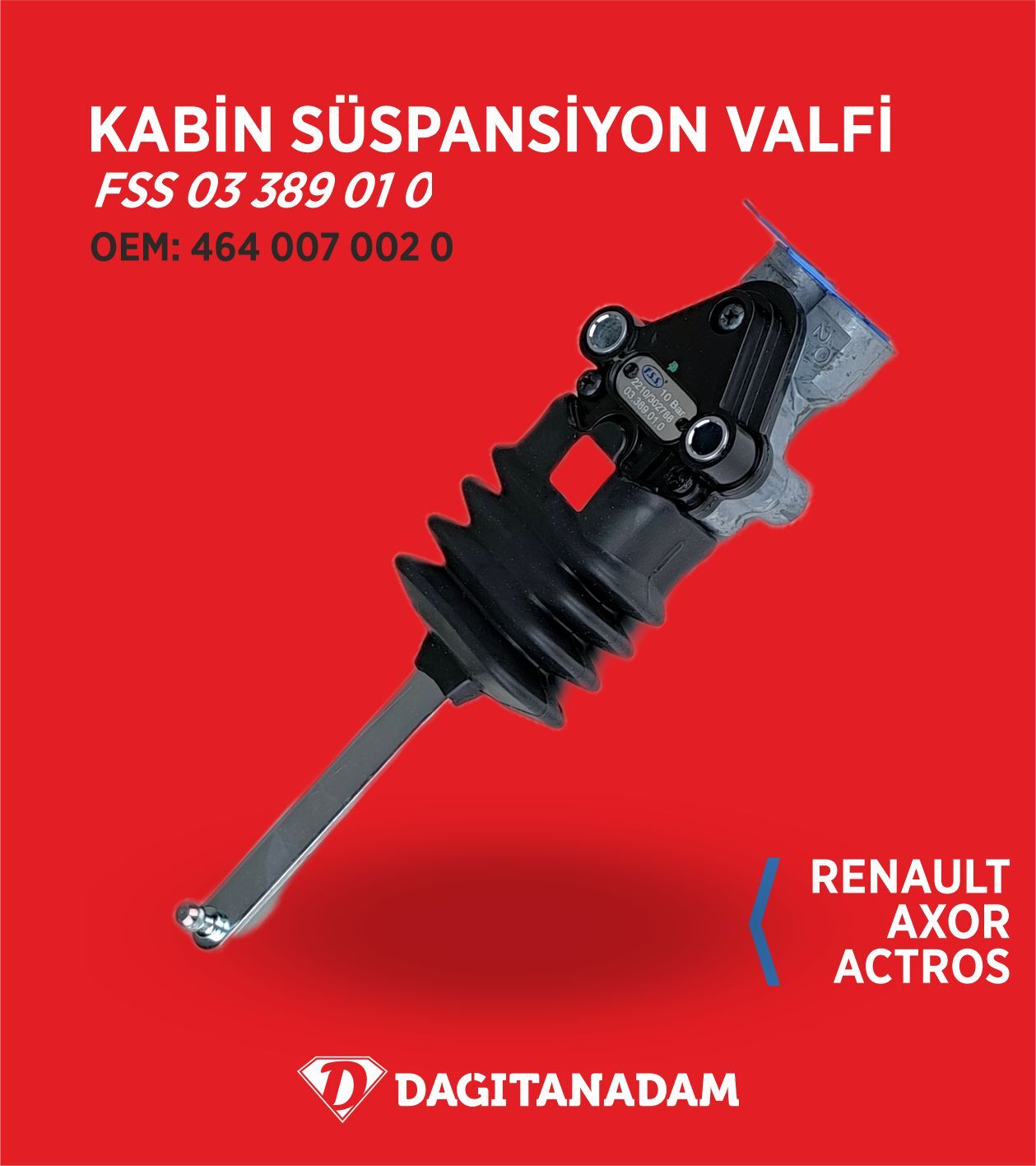 Kabin Süspansiyon Valfi - Volvo Fh12, Fh16 / Oem: 464 007 002 0