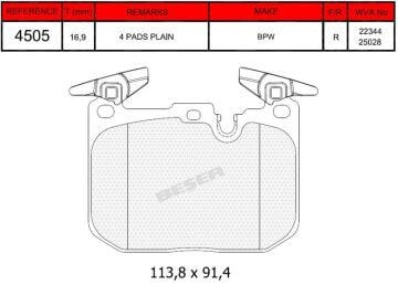 Disk Fren Balatası - Wva No: 22344/25028 - Bmw - Ön | Beşer No: 4505