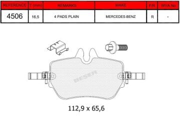 Disk Fren Balatası - Oem No: A4474200901 - Mercedes - Arka | Beşer No: 4506