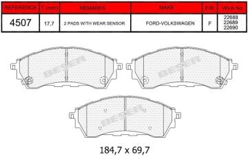 Disk Fren Balatası - Wva No: 22688/22689 - Ford - Ön | Beşer No: 4507