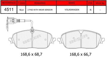 Disk Fren Balatası - Oem No: 2N0698451C - Volkswagen - Arka | Beşer No: 4511