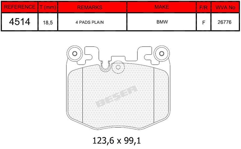 Disk Fren Balatası - Wva No: 26776 - Bmw - Ön | Beşer No: 4514