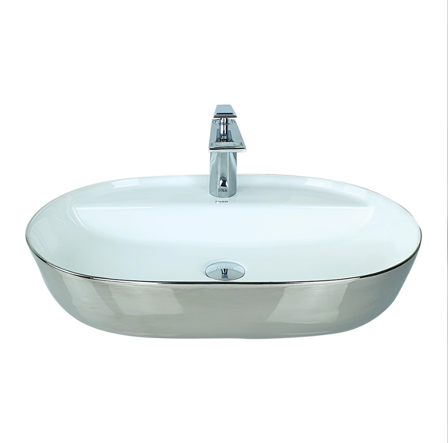 ÇANAK LAVABO - GÜMÜŞ BEYAZ 60CM TEZGAH ÜSTÜ BEYAZ