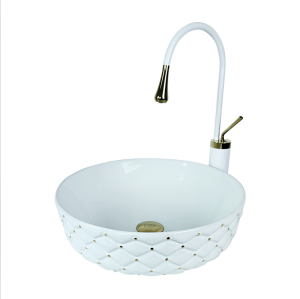 ÇANAK LAVABO - KAPİTONE 42 CM BEYAZ ALTIN TEZGAH ÜSTÜ