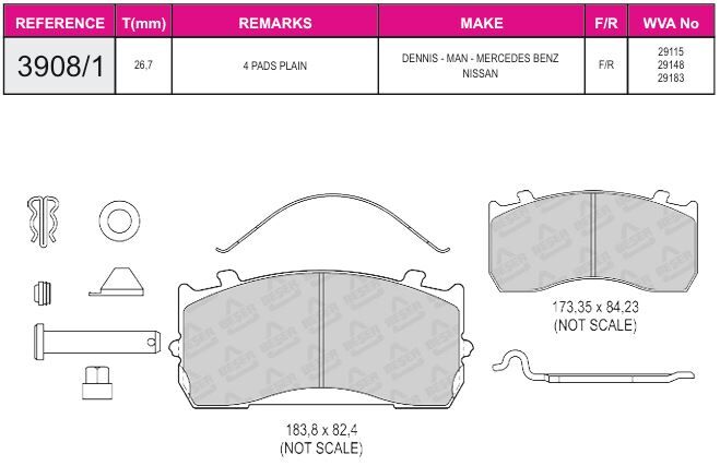 Disk Fren Balatası - Man – Mercedes – Nıssan - Ön | Beşer No: 3908/1