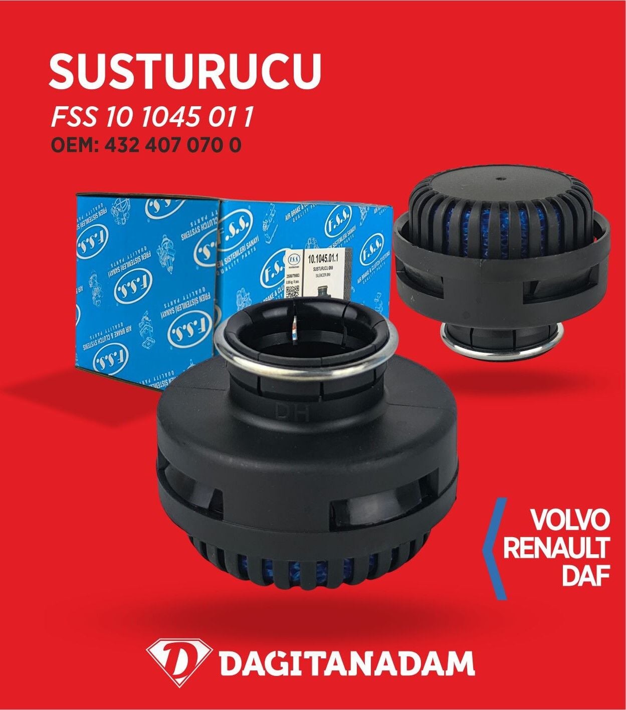 Susturucu - Mercedes - Iveco - Man - Daf - Volvo - Renault Vı / Oem: 432 407 070 0 (0 484 210 005) (0 484 210 008)