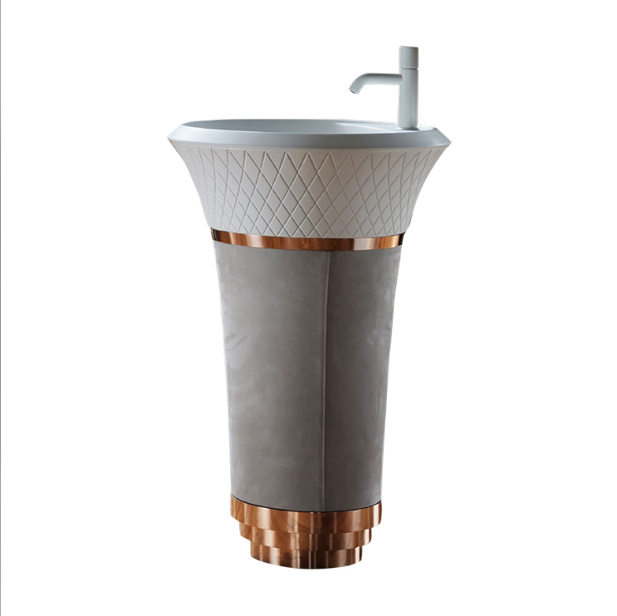 MONOBLOK LAVABO - GLORY GRİ BEYAZ BRONZ