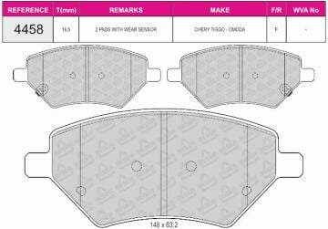 Disk Fren Balatası - Oem No: T153501080 - Chery - Ön | Beşer No: 4458