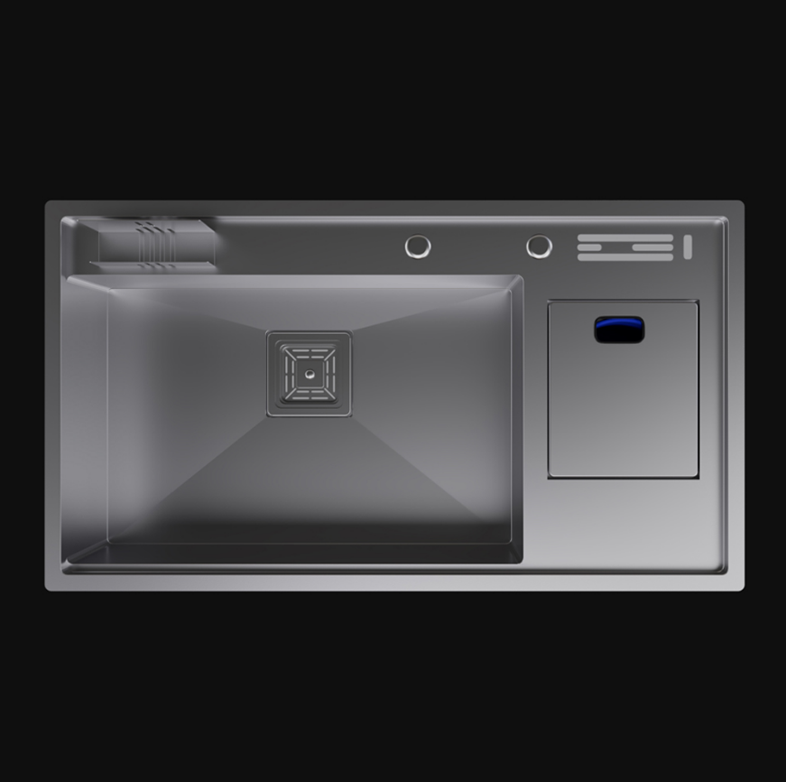PASLANMAZ ÇELİK EVİYE - INOX 86X49 TEK GÖZ ÇÖP KOVALI