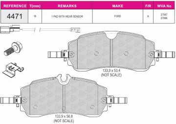 Disk Fren Balatası - Wva No: 27067/27068 - Ford - Arka | Beşer No: 4471