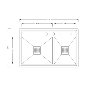 PASLANMAZ ÇELİK EVİYE - INOX 72X47 ÇİFT GÖZ