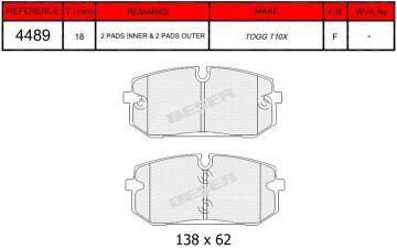 Disk Fren Balatası - Oem No: 6510AGG3E12A - Togg - Ön | Beşer No: 4489
