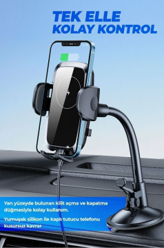 Araç İçi Telefon Tutucu Kablosuz Şarjlı – 360 Derece Vantuzlu 15 W | Woyax