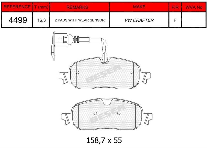 Disk Fren Balatası - Oem No: 2N0698451E - Volkswagen - Arka | Beşer No: 4499