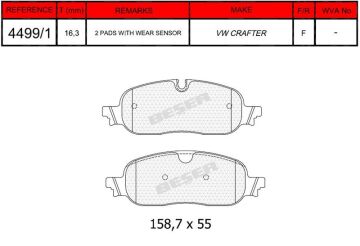 Disk Fren Balatası - Volkswagen - Arka | Beşer No: 4499/1