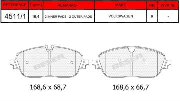 Disk Fren Balatası - Volkswagen - Arka | Beşer No: 4511/1