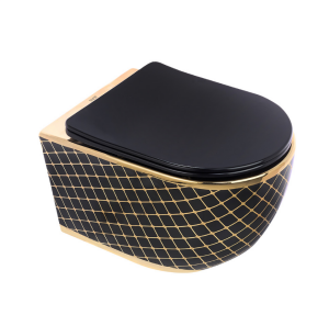 KANALSIZ ASMA KLOZET - GEOMETRİK SİYAH ALTIN 53 CM