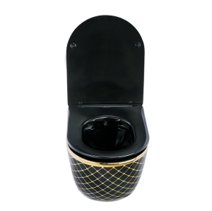 KANALSIZ ASMA KLOZET - GEOMETRİK SİYAH ALTIN 53 CM