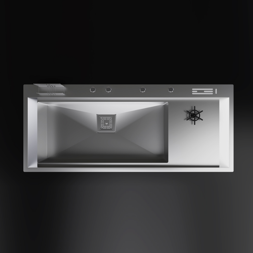 PASLANMAZ ÇELİK EVİYE - INOX 118X50 TEK GÖZ BARDAK YIKAMALI