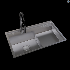 PASLANMAZ ÇELİK EVİYE - INOX 80X48,5 ÇİFT GÖZ BARDAK YIKAMALI