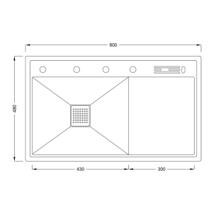 PASLANMAZ ÇELİK EVİYE - INOX 80X48,5 ÇİFT GÖZ BARDAK YIKAMALI