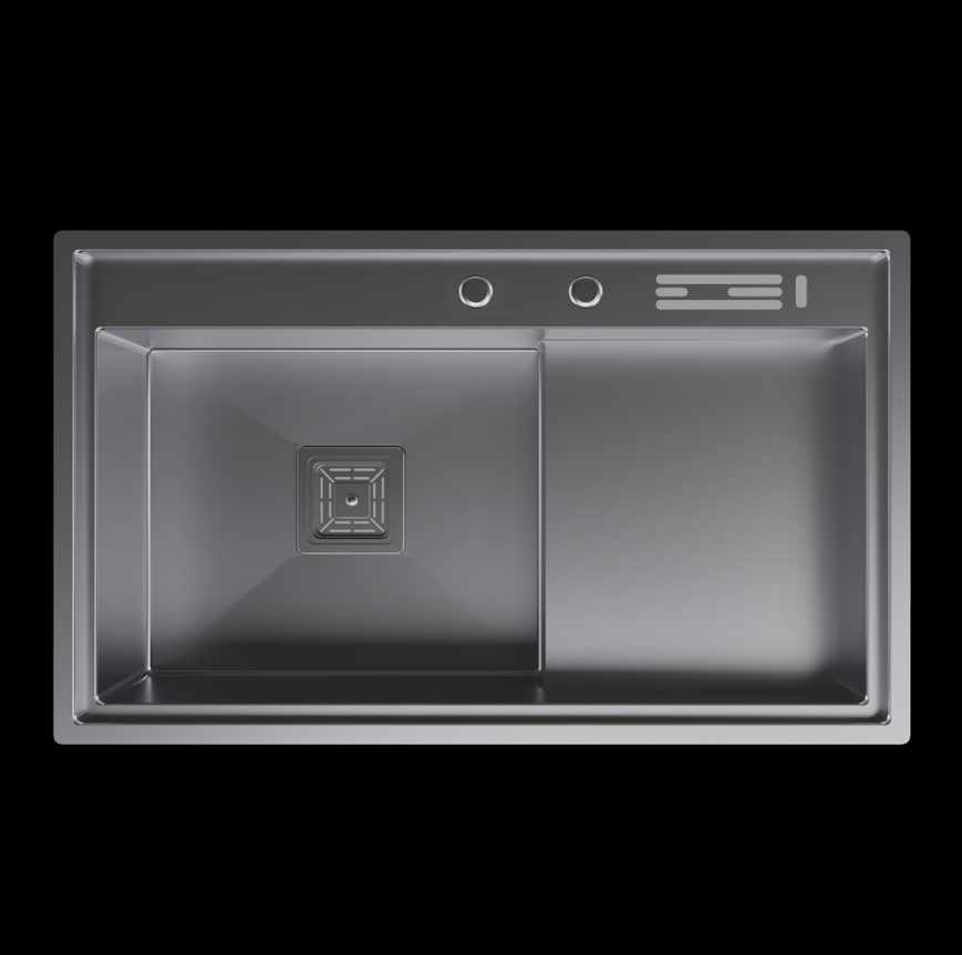 PASLANMAZ ÇELİK EVİYE - INOX 80X48,5 ÇİFT GÖZ BARDAK YIKAMALI