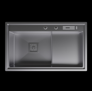 PASLANMAZ ÇELİK EVİYE - INOX 80X48,5 ÇİFT GÖZ BARDAK YIKAMALI