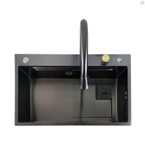 PASLANMAZ ÇELİK EVİYE - NANO SİYAH 75X45 ARMATÜRLÜ