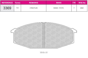 Disk Fren Balatası - Wva No: 20628/20716 - Nıssan – Toyota - Ön | Beşer No: 3369
