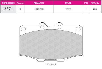Disk Fren Balatası - Wva No: 20566/20852 - Toyota - Ön | Beşer No: 3371