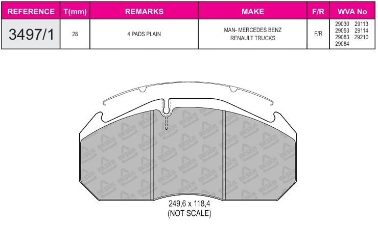Disk Fren Balatası - Eco 29084 / Mercedes O 403 Fişsiz | Beşer