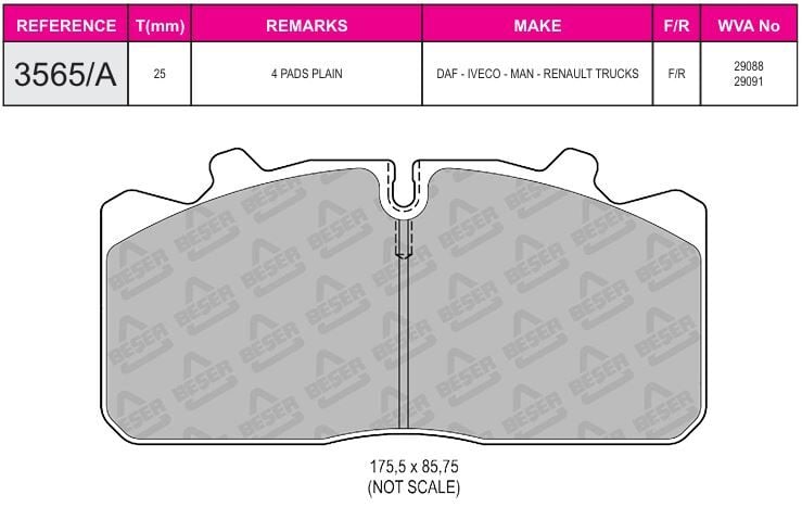 Disk Fren Balatası - Eco 29088 / Man 12153 Aksesuarsız  | Beşer