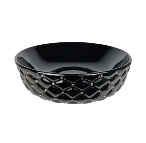 ÇANAK LAVABO - KAPİTONE 42 CM SİYAH ALTIN TEZGAH ÜSTÜ BEYAZ