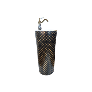 MONOBLOK LAVABO - SİYAH ALTIN BEYAZ HAZNE