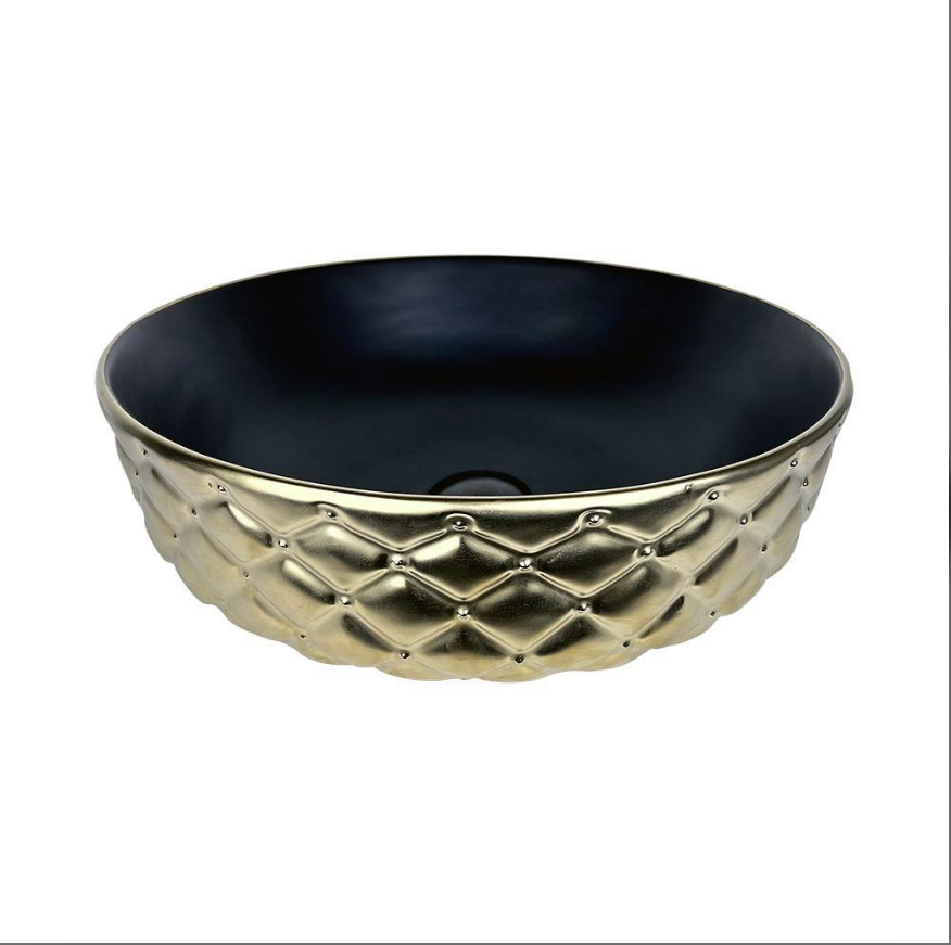 ÇANAK LAVABO - KAPİTONE 42 CM ALTIN TEZGAH ÜSTÜ BEYAZ