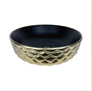 ÇANAK LAVABO - KAPİTONE 42 CM ALTIN TEZGAH ÜSTÜ BEYAZ