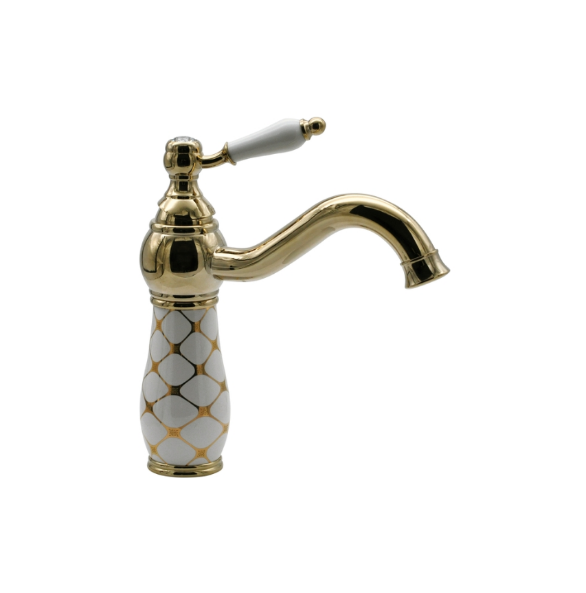 LAVABO BATARYASI - GEOMETRİK BEYAZ ALTIN