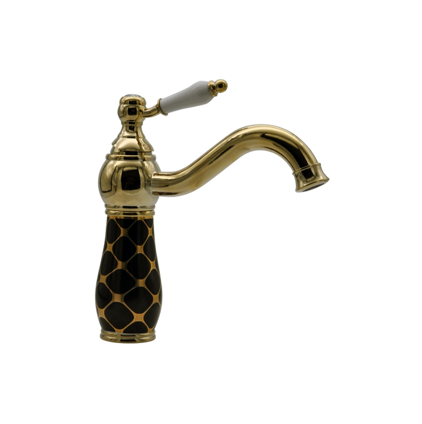 LAVABO BATARYASI - GEOMETRİK SİYAH ALTIN