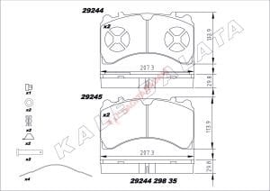 DİSK FREN BALATASI - ARKA 29244 MERCEDES ACTROS