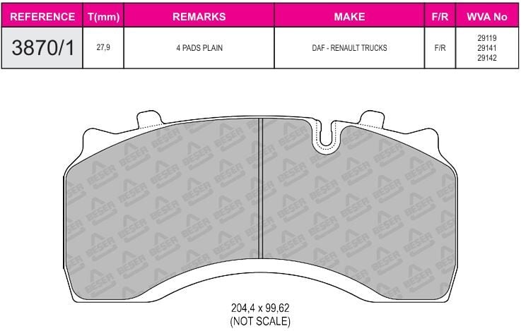 Disk Fren Balatası - Eco 29141 / Renault Midlum Aksesuarsız  | Beşer