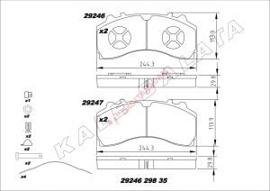 DİSK FREN BALATASI - ÖN 29246 MERCEDES ACTROS