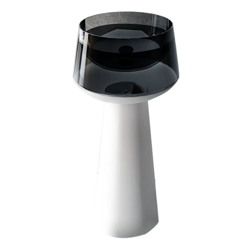 CRYSTAL ŞEFFAF SİYAH BEYAZ CAM MONOBLOK LAVABO